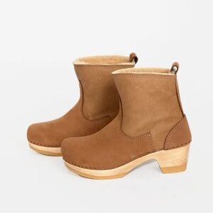 No 6 Pull on Shearling Clog Boot on Mid Heel
